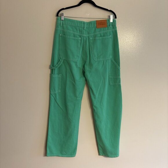 Princess Polly Women 8 Green Denim Y2K Baggy Skate 90s Wide Leg Carpenter Jeans - Picture 5 of 12